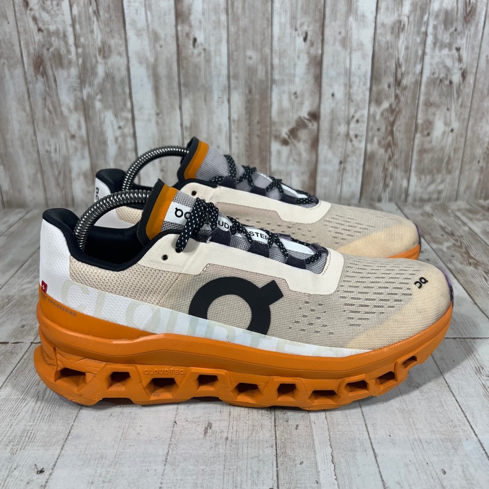 On Running Cloudmonster Womens 9.5 Cream Orange Running Shoes 61.98652